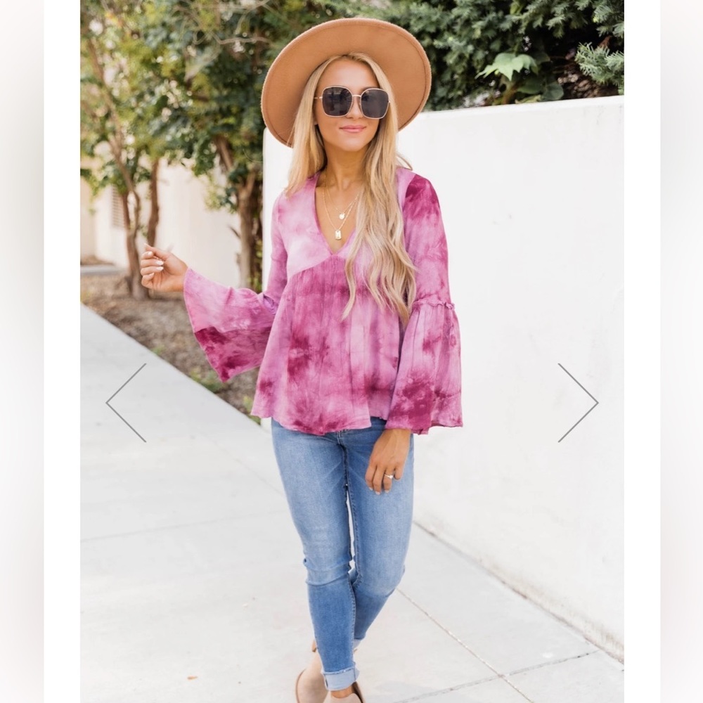 Pink Lily Beautiful Pink Tye Dye Blouse